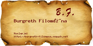 Burgreth Filoména névjegykártya